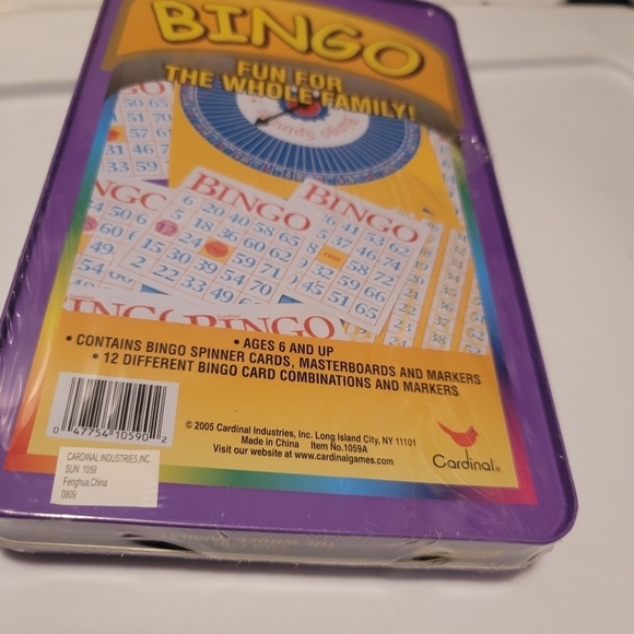 Bingo Game CARDINAL FUN FOR THE WHOLE FAMILY TIN STORAGE SEALED new - Picture 4 of 4